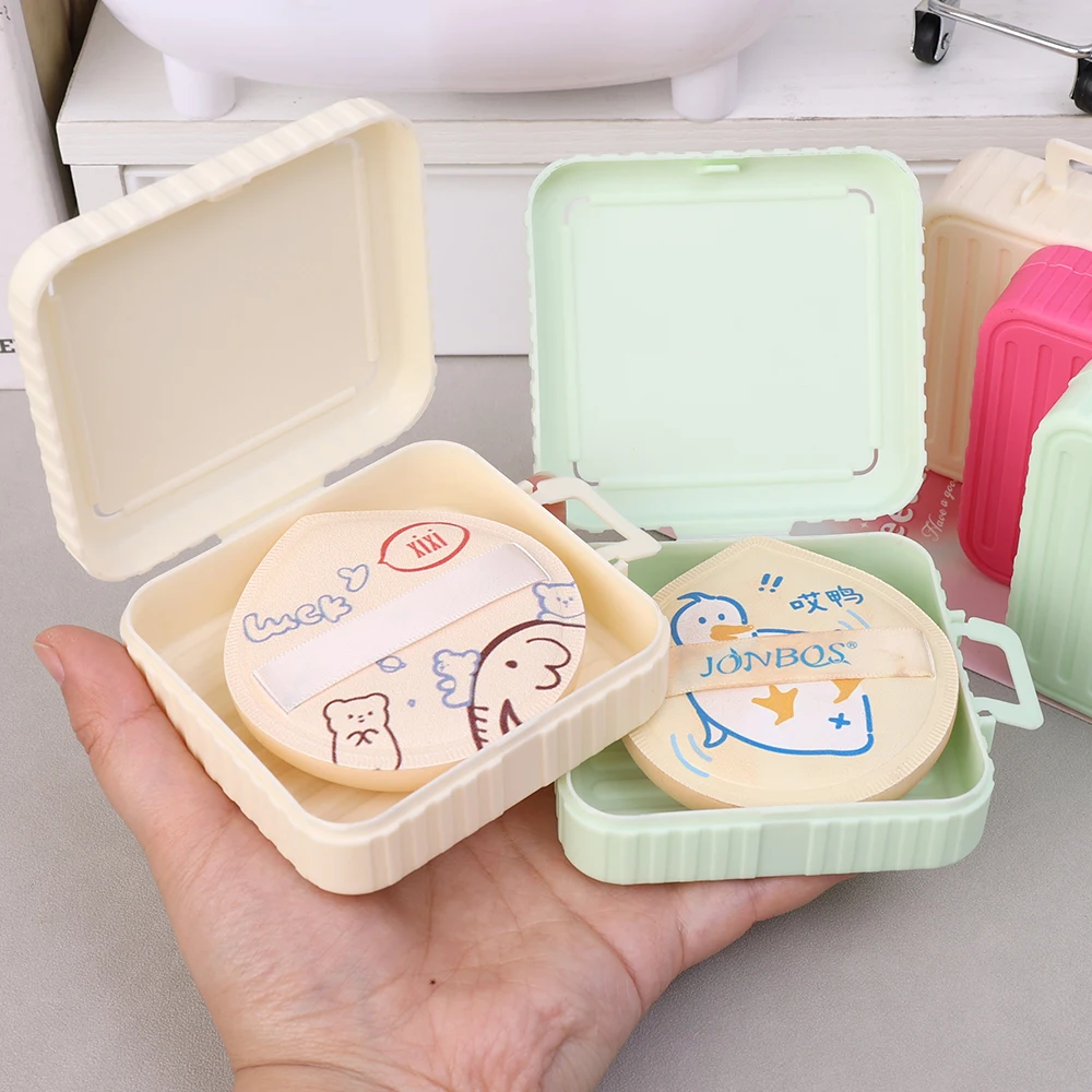 1 Set Cosmetic Sponge Storage Empty Box Makeup Powder Puff Moisture-proof Green Rose Red Puff Dry Case Square Box Makeup Case