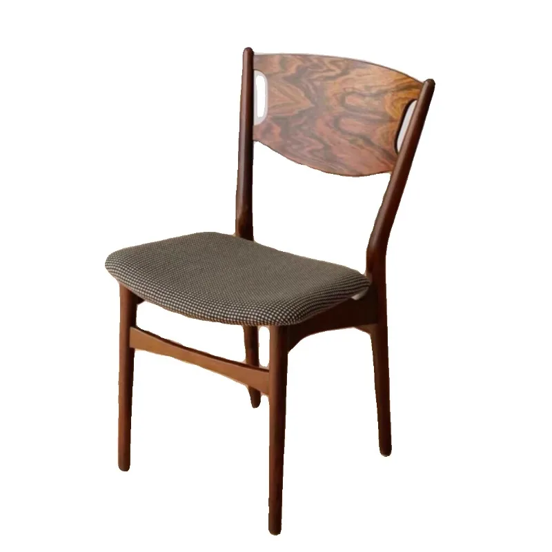 Medieval Style Solid Wood Danish Designer Furniture Dining Chair Backrest Chair Retro Fabric Simple Book Chair Leisure Chairs