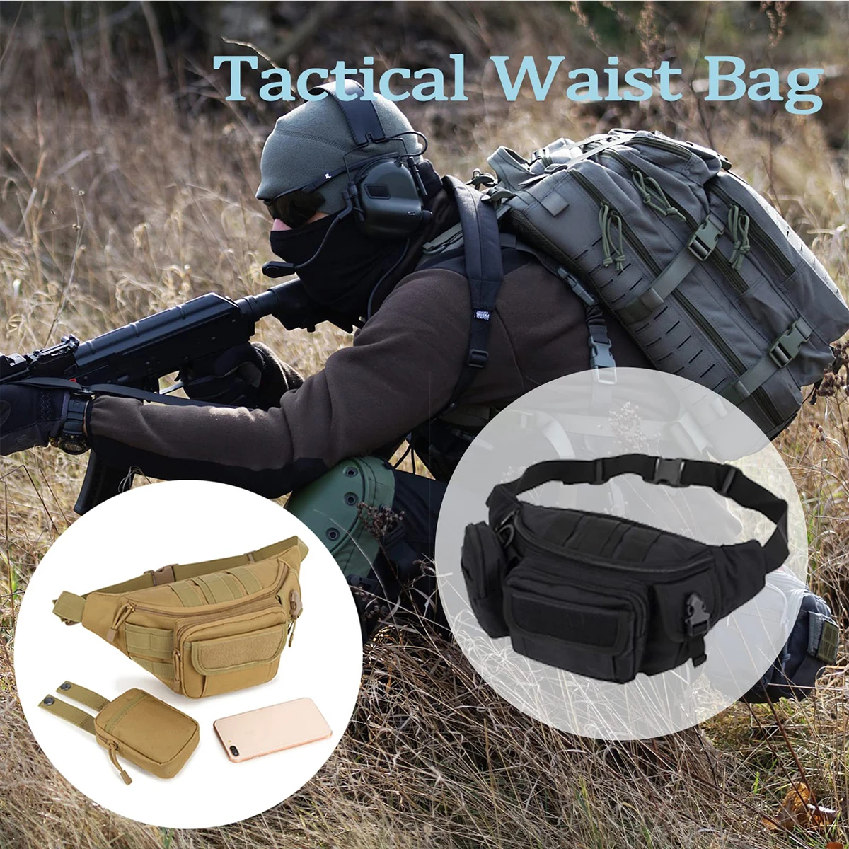 Tactical Waist Bag Messenger Pouch Outdoor Sports Multifunctional Belt Bag for Hiking Mountaineering Fishing Cycling and Hunting