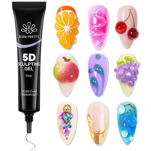 Imagen 2 del producto BORN PRETTY 15ml Gel para esculpir 5D Tallas y formas intrincadas Flor Frutas Diseños 3D Nail Art Gel Barniz Manicura
