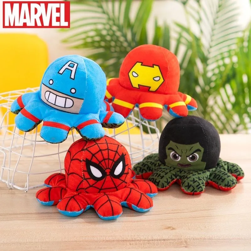 

Marvel Avengers Spiderman Captain America Hulk Iron Man Anime Creative Flip Octopus Plush Toy Doll Gift for Boys and Girls