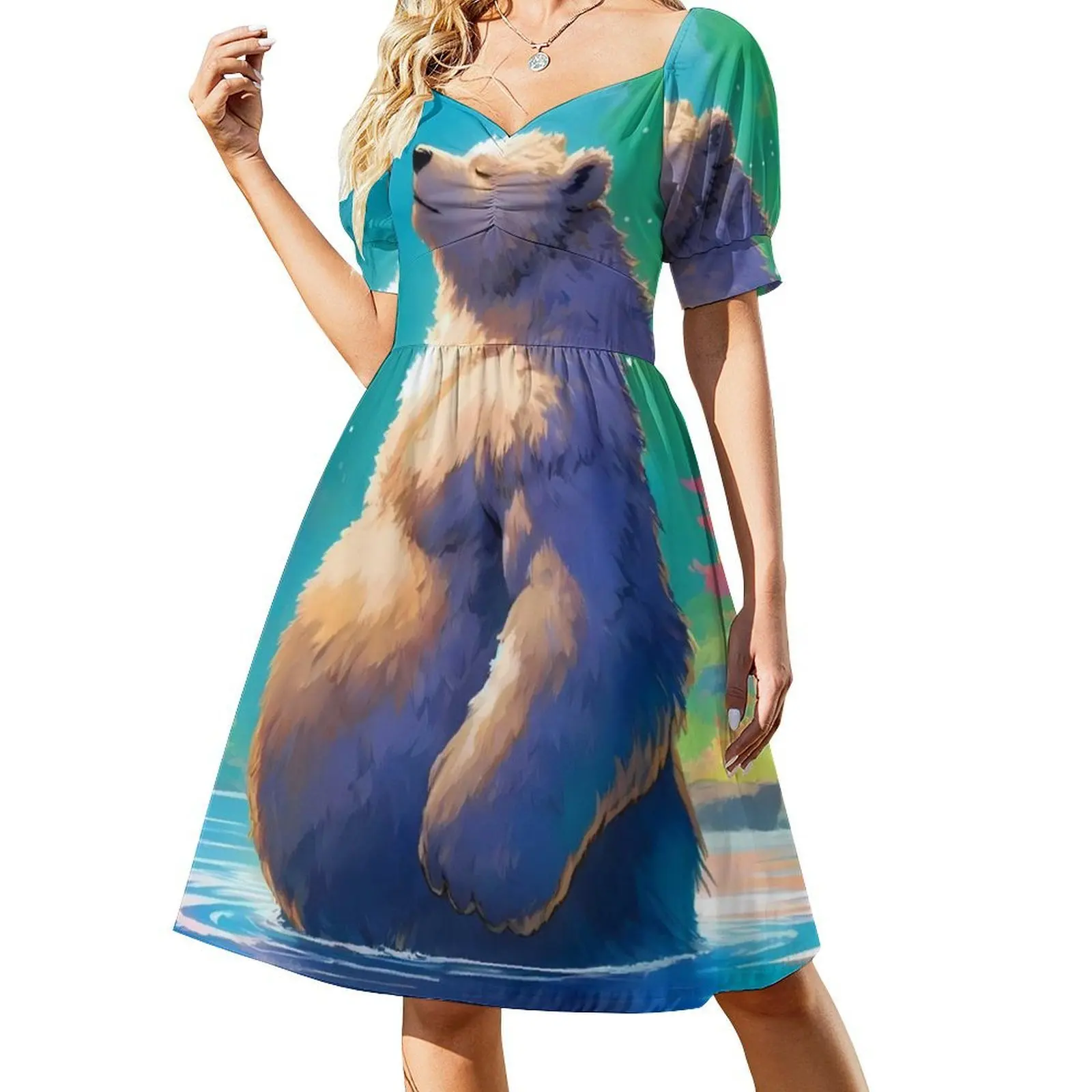 Bathing Bear Chubby Bara Furry Art Korean Style Dress For Women Elegant Casual Dress For Party Or Daily Wear Bear Love Gay Bear