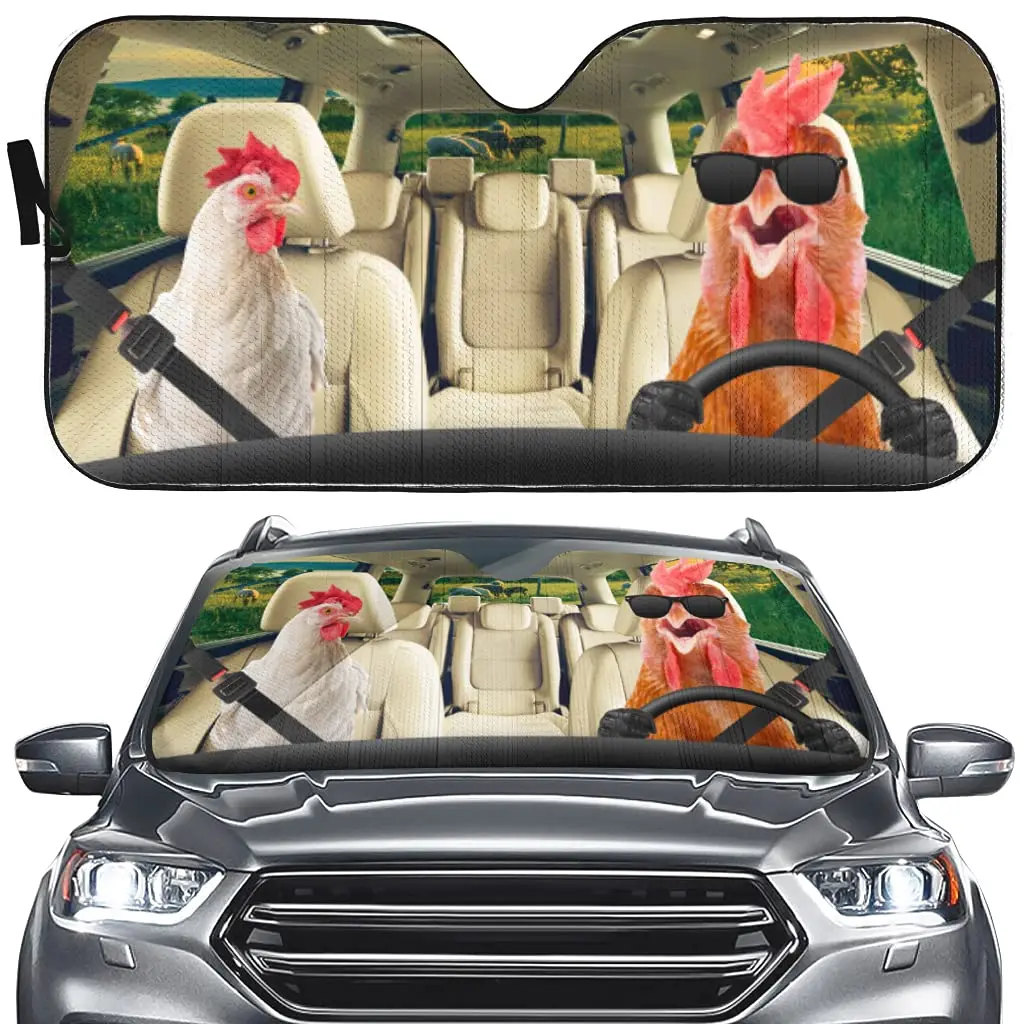 

Rooster Sunshade for Car, Hen Hen Shade Anti-uv Front Window Decoration, Country Farm Animal Car Windshield Sunshade