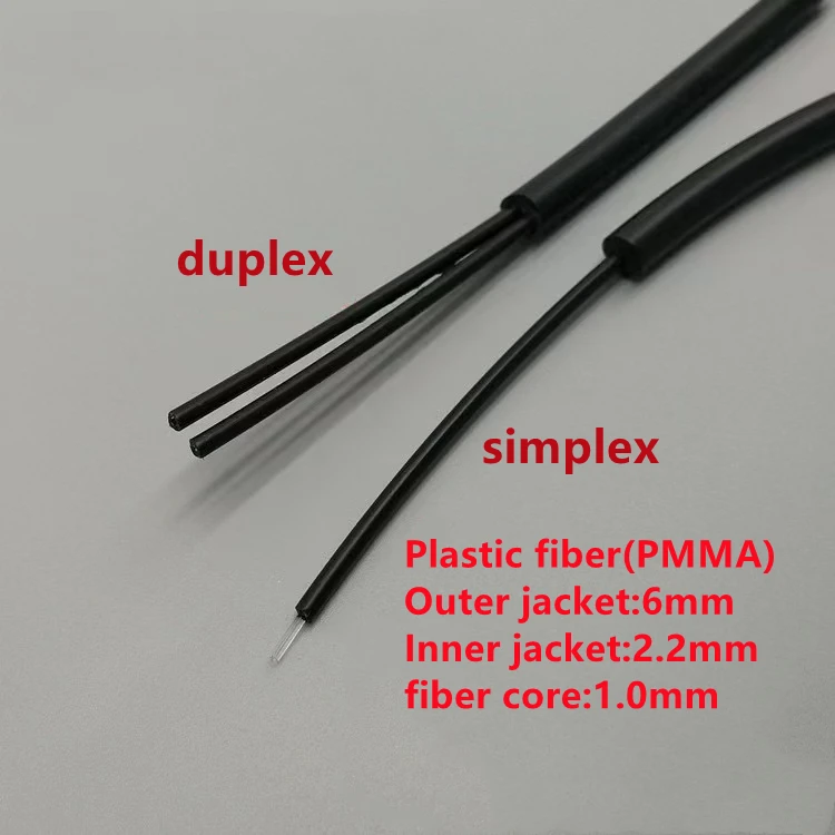 10m POF światłowód plastikowy PMMA 1.0mm rdzeń, zewnętrzna średnica 6mm, japoński importowany typ, duże włókno rdzeniowe, simplex,duplex ELINK 10mtr