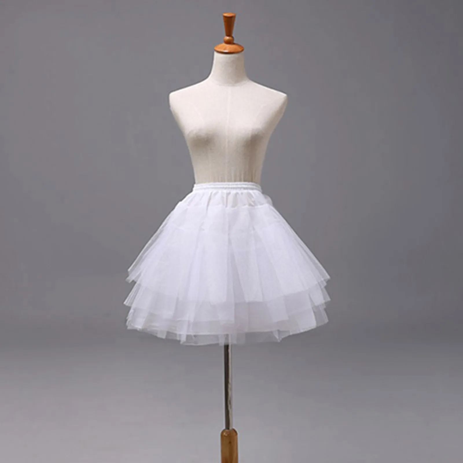 Solid Color Layered Petticoat Lady's Princess Tutu Skirt Elastic High Waist Tulle Underskirt Pleated A Line Matching Skirt Set