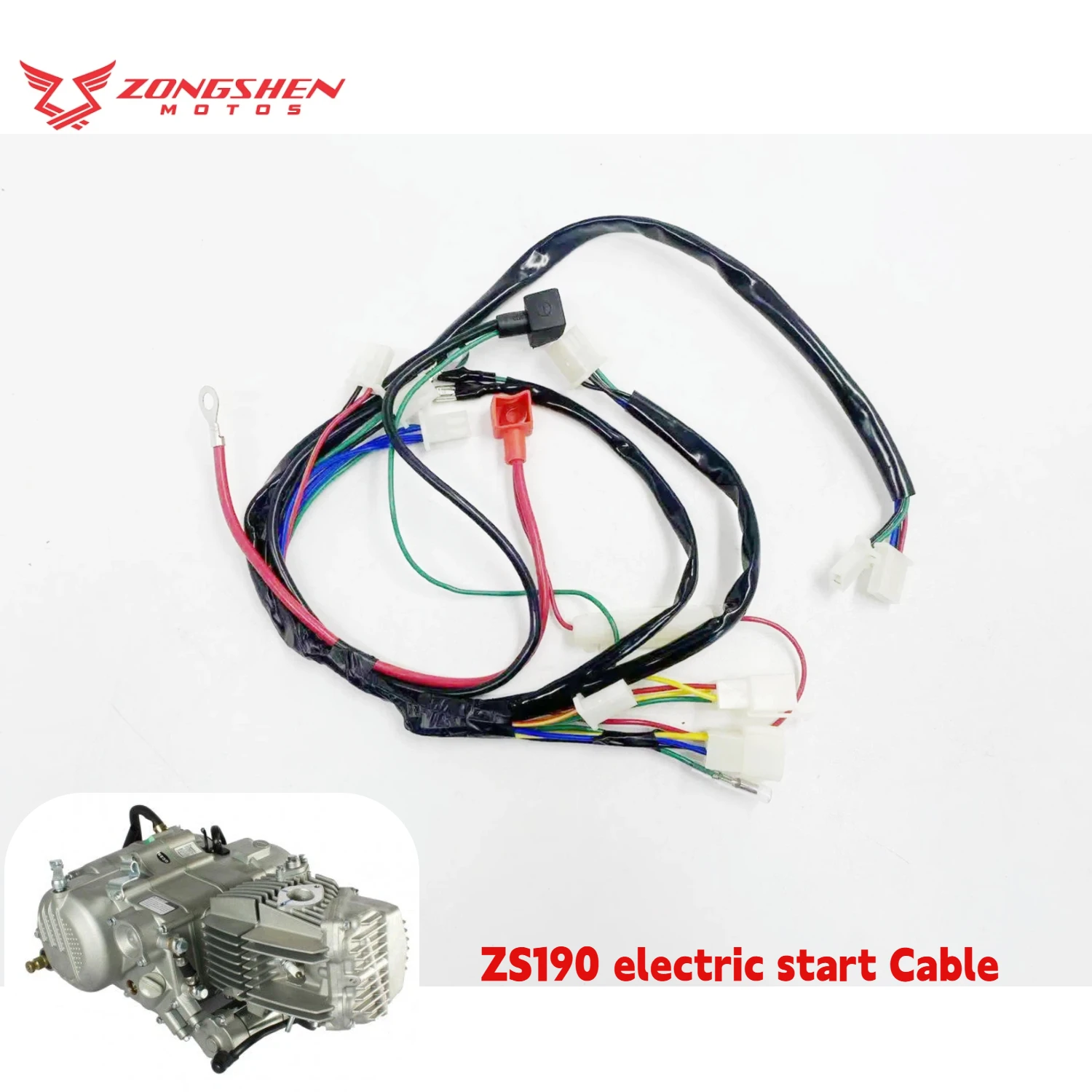 Cabo de Fiação para Partida Elétrica ZS190 Compatível com Motores Zongshen Z190 W190 190cc ZS1P62YML-2 para Motocicletas Off-Road, Quadriciclos e ATVs