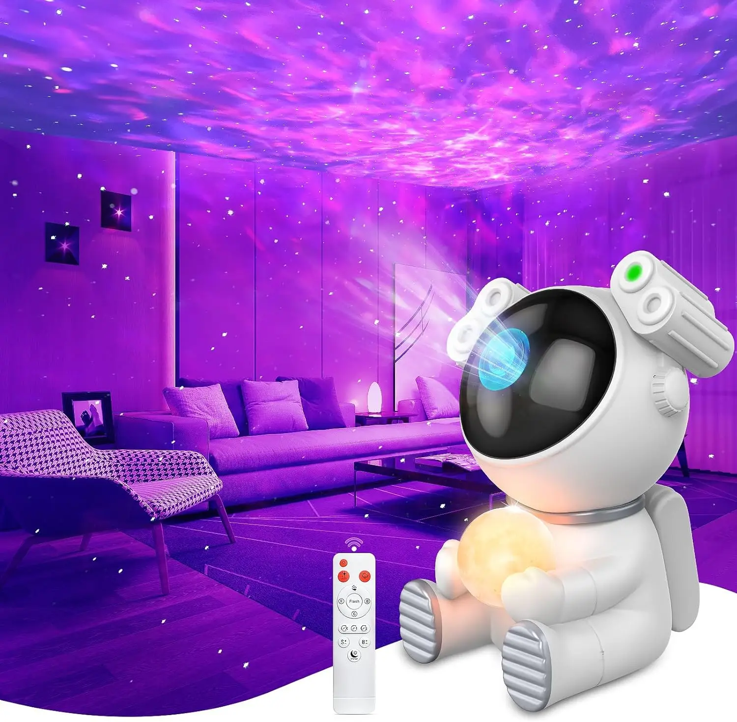 Astronaut Star Projector 2.0, Galaxy Projector for Bedroom, JKUSS Astronaut Light Projector with Moon Lamp, LED Starry Night Lig