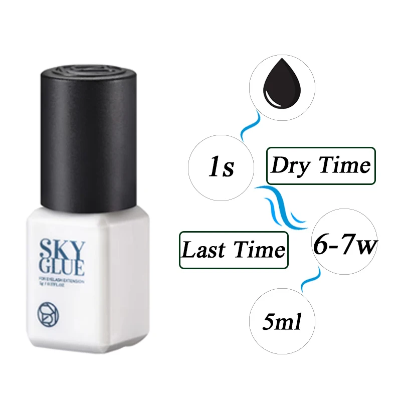 SKY – capuchon bleu Glue1-2 secondes pour Extension de cils, temps de séchage rapide coréen, forte rétention de l'adhésif, outils de maquillage longue durée