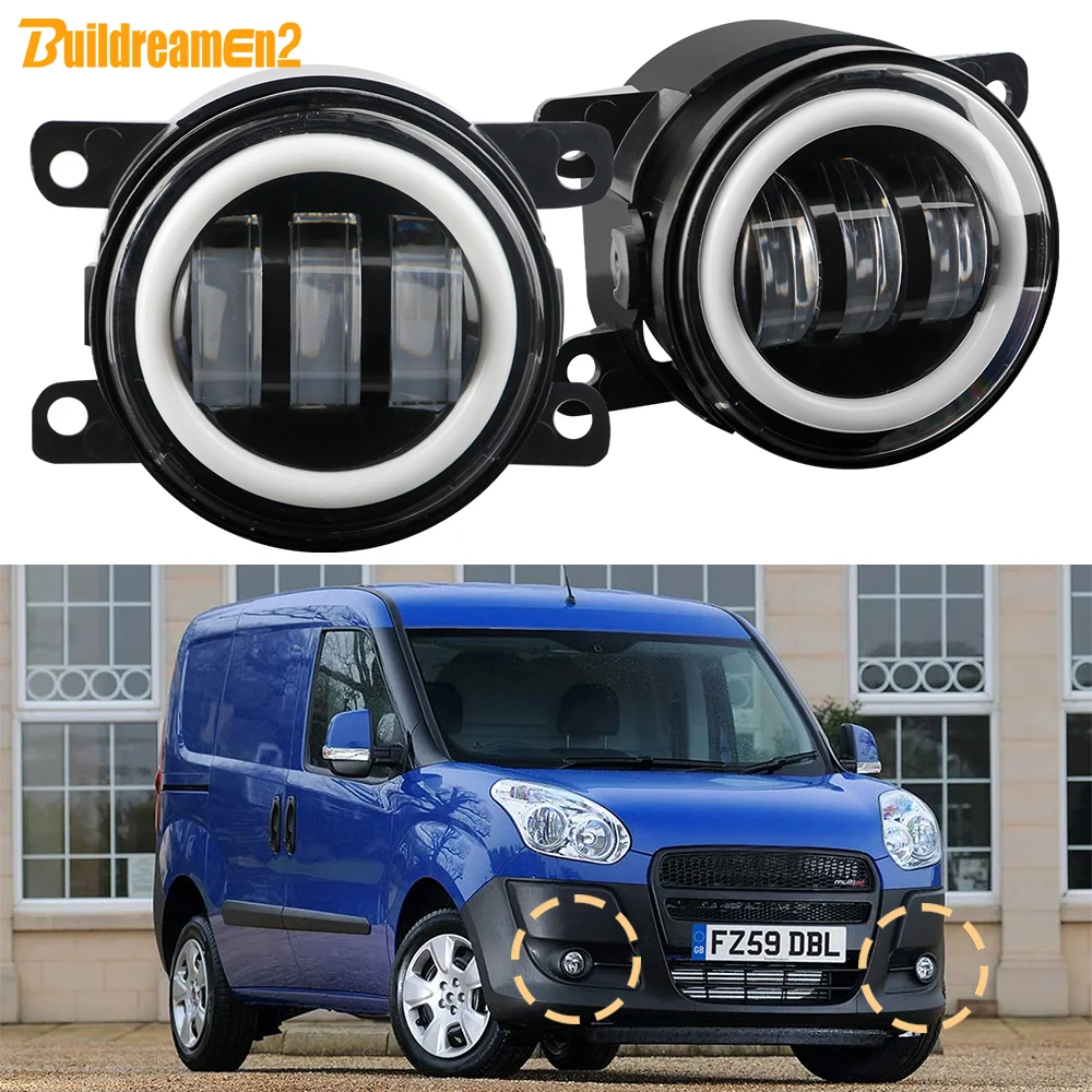 2 Pieces Car Front Bumper LED Fog Light Angel Eye Daytime Running Turn Lamp 30W H11 For Fiat Doblo (263_) Van 2015-2022