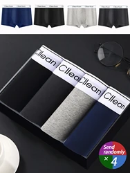 4 Stuks Katoenen Ondergoed Heren Grafeen Antibacteriële Mid-Taille Jongens Populaire Mode Boxershort Heren Effen Kleur Boxershorts