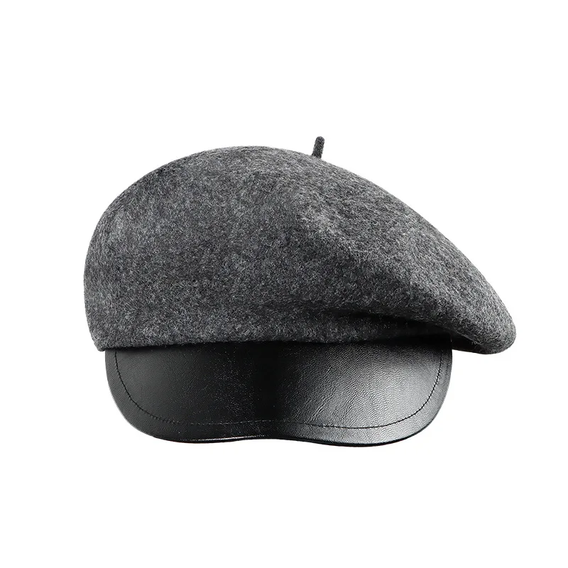 Hat Women Cap Matching Leather Eaves Wool Octagon  Wool Everything Beret Fashion Outdoor