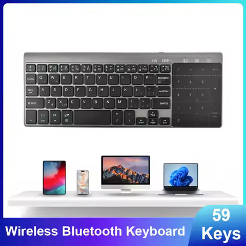 2.4G Wireless Bluetooth Keyboard with Numeric Keypad Touchpad Mouse Combo Slim Portable for Laptop PC Android TV Box