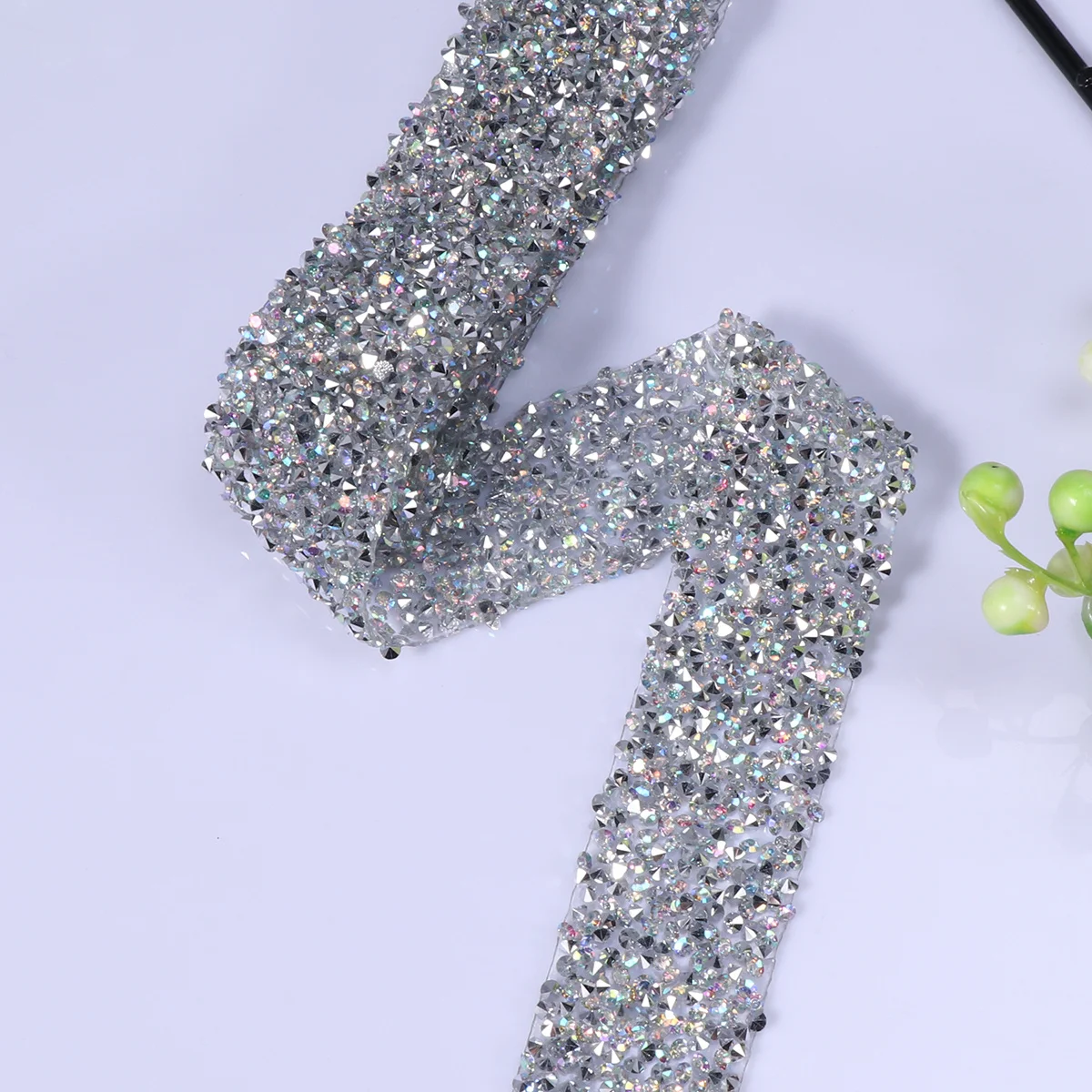 

Silver Rhinestone Wedding Bridesmaid Dress Belt Adhesive Mesh Diamond Decorative Ribbon Trim 1 Yard Bridal Party Garments Shoes