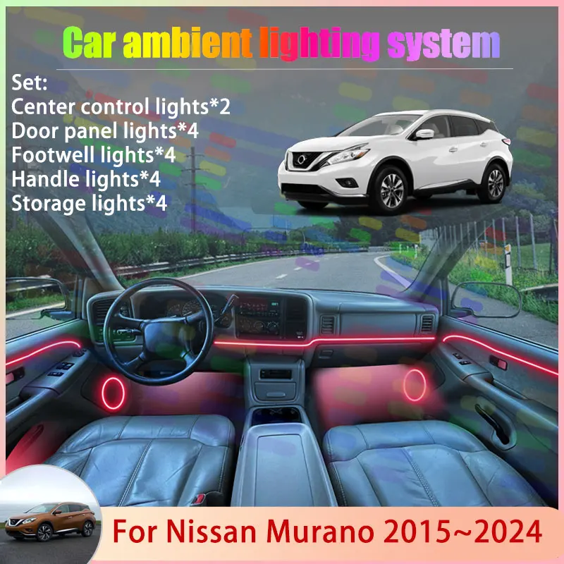 

For Nissan Murano 2015~2024 Z52 MK3 2/18 in 1 Car Atmosphere Light Lamp RGB Shade Ensemble Streamer Atmosphere Set Auto Parts