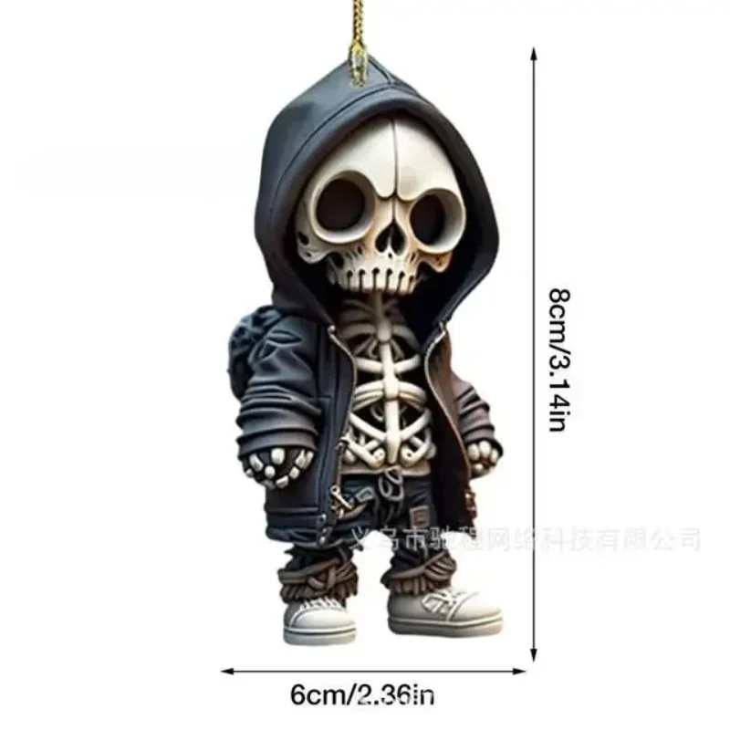 تمثال هيكل عظمي مزخرف لمرآة الرؤية الخلفية ، موديل سيارة ، هيكل عظمي ، تمثال جمجمة ، ملحق قلادة ، ملحق زخرفي #3