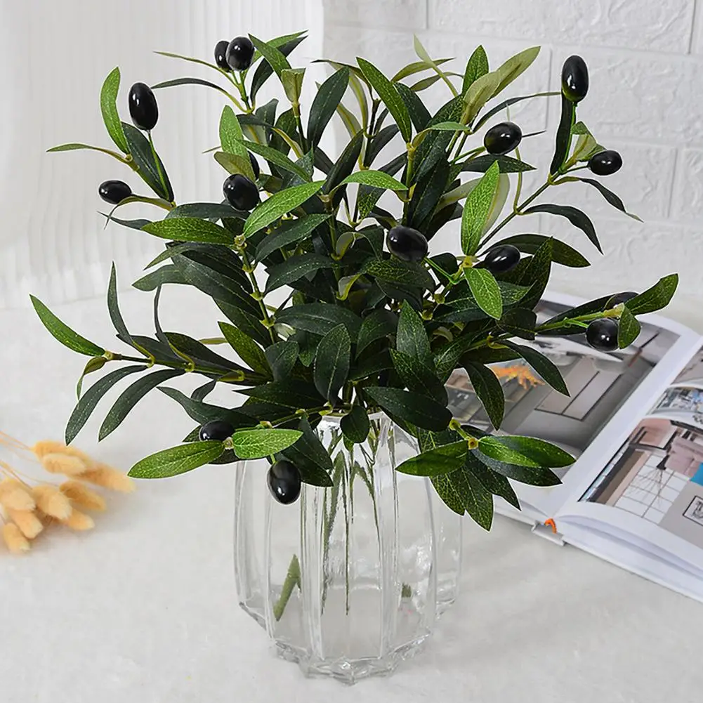 4/6 Fork Artificial Olive Leaf Branch Stem Simulation Plant Wedding Olive Branch table Decoration Lifelike Artificial Olive Leaf