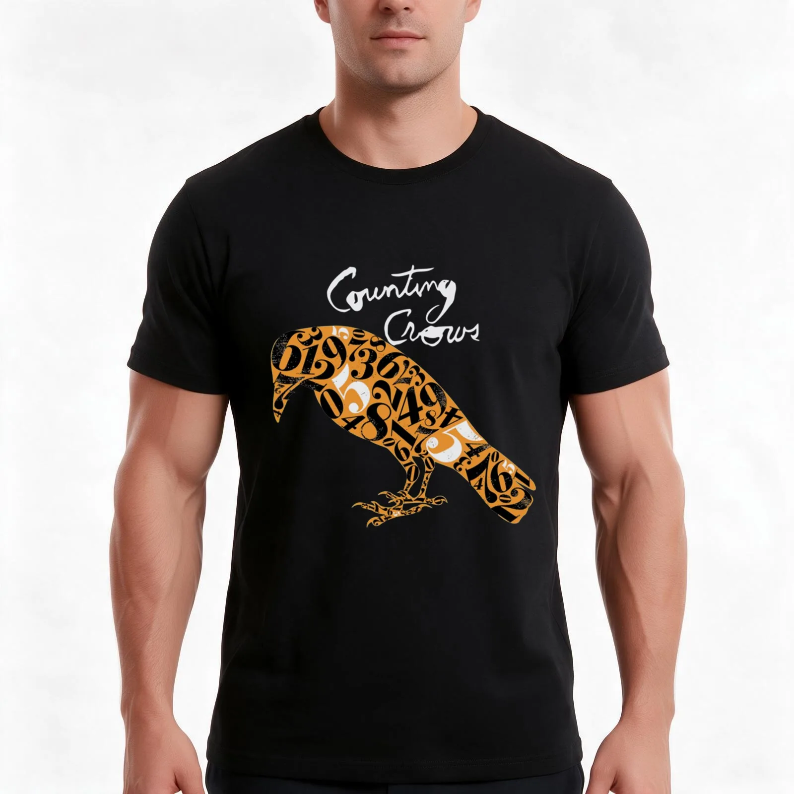porah-Counting-Crows-meneng T-Shirt, Summer Casual Cotton Tee, Oversized Streetwear Tops, Vintage Graphic Print, 100% Cotton