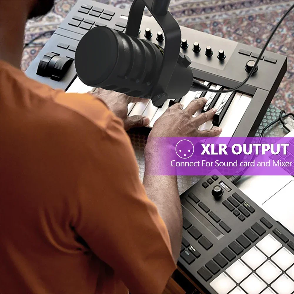 USB/XLR Dynamic Podcast Mic, Echo & Noise Reduction, Mute Control, Desktop Recording for Live Stream, Gaming & Podcast