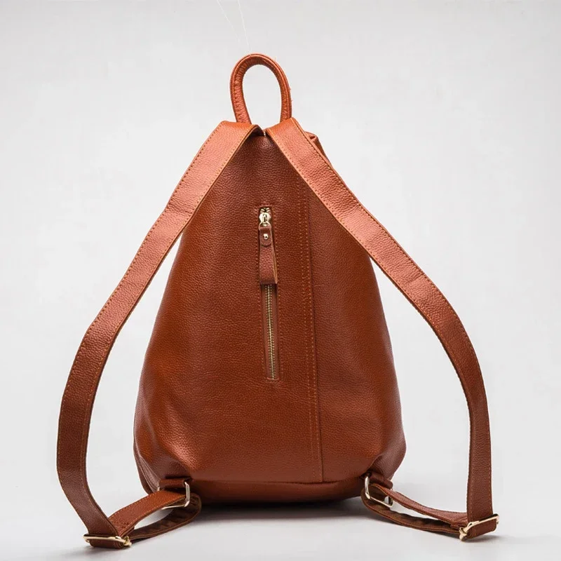 Imagem -06 - Mochilas de Couro Genuíno para Mulheres Couro Natural Real Mochila Casual para Senhoras Estudante Feminina Nova Moda Marca de Luxo