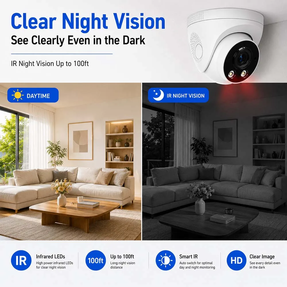 4K 8MP PoE Security Camera 4MP 5MP 4K Indoor Dome IP Camera ONVIF Built-in Mic IR Night Vision CCTV Surveillance Camera for NVR