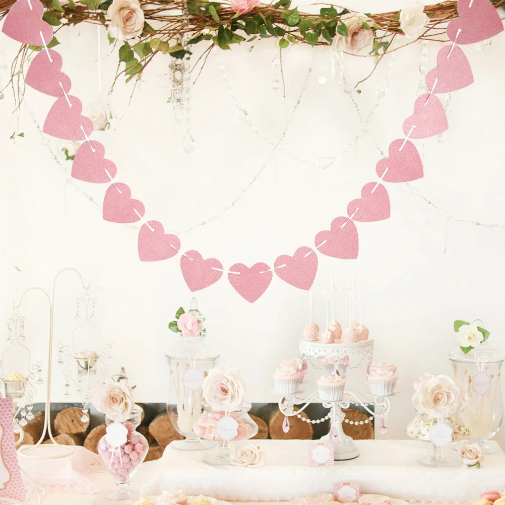 

3M Glitter Heart Banner Gold Sparkle Garland For Birthday Party Wedding Decoration Festive Events