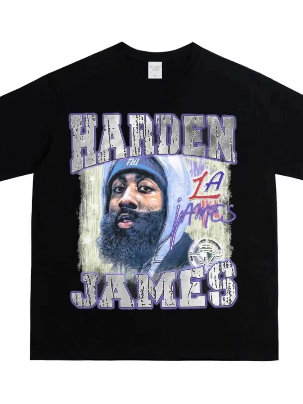 

2025 American Harden Print Retro Basketball Short Sleeve T-shirt Men's Summer Casual Cotton Top Fashion Brand Men's Wear