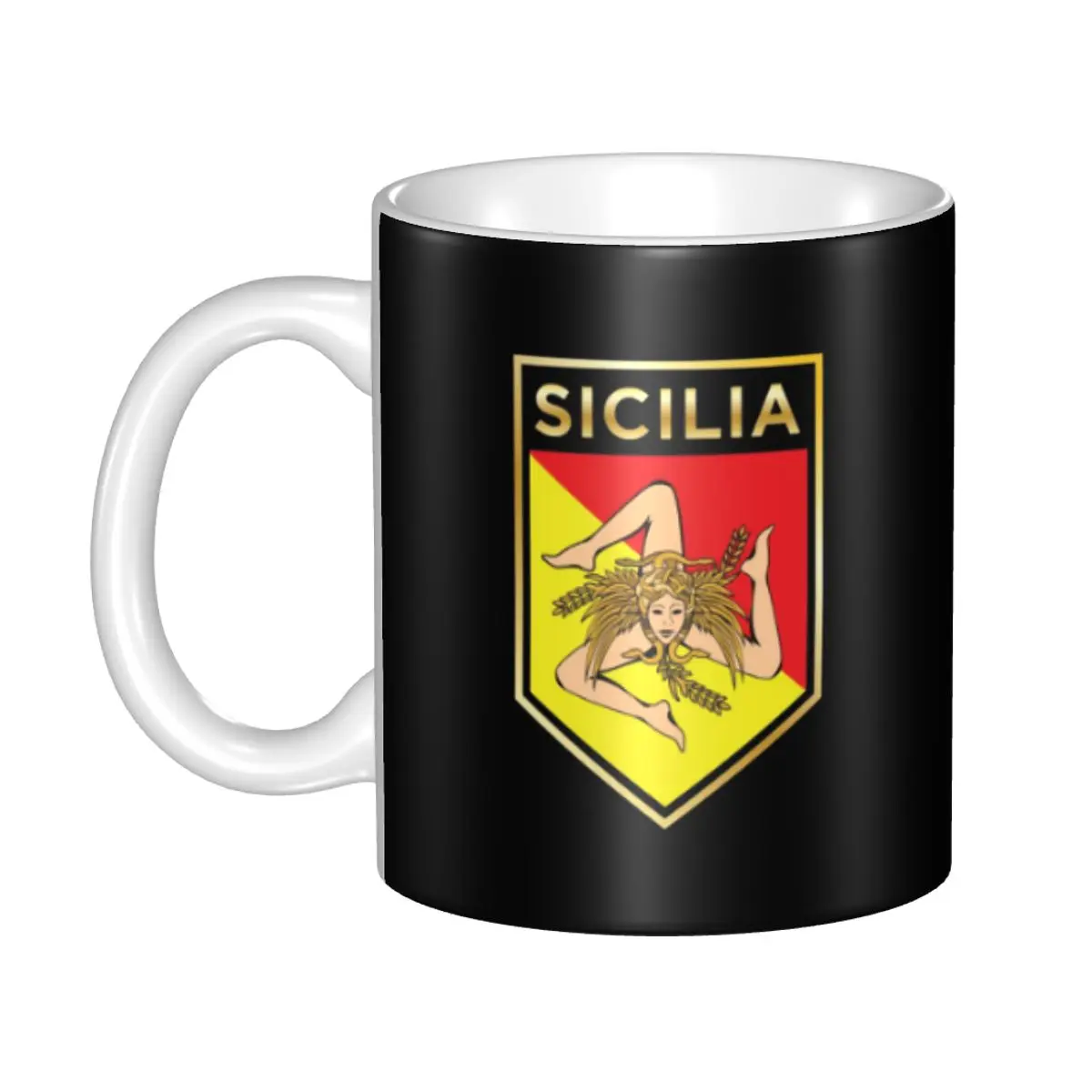 Personalized Sicilan Shield Coffee Mug DIY Trinacria Sicily Flag Ceramic Milk Tea Cup