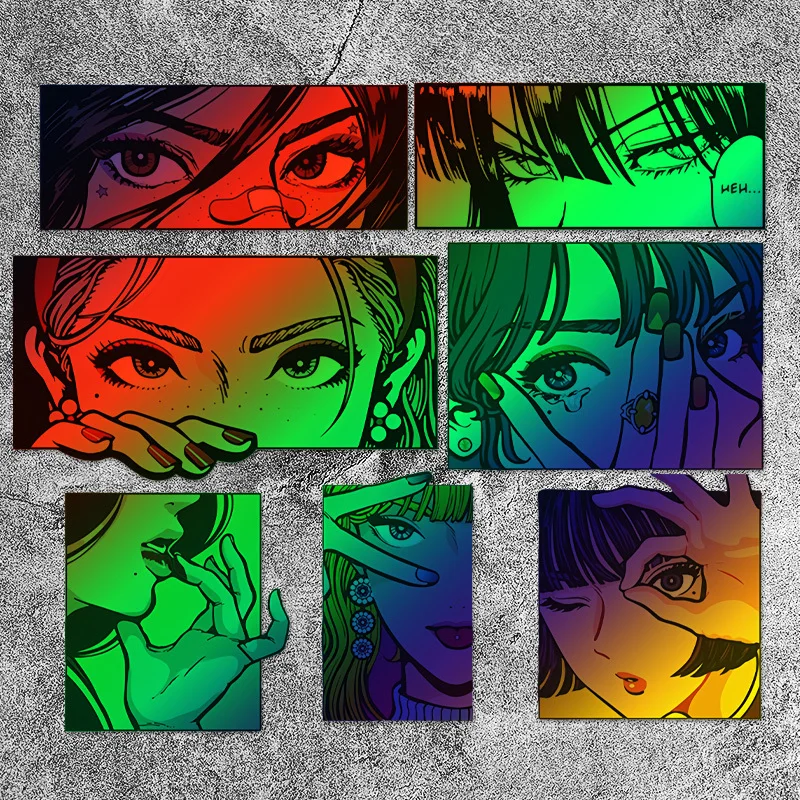 1세트 '애니메이션 엿보는 소녀 눈' 스티커 세트 자동차 오토바이 스타일링 장식 애니메이션 테마 데칼 액세서리