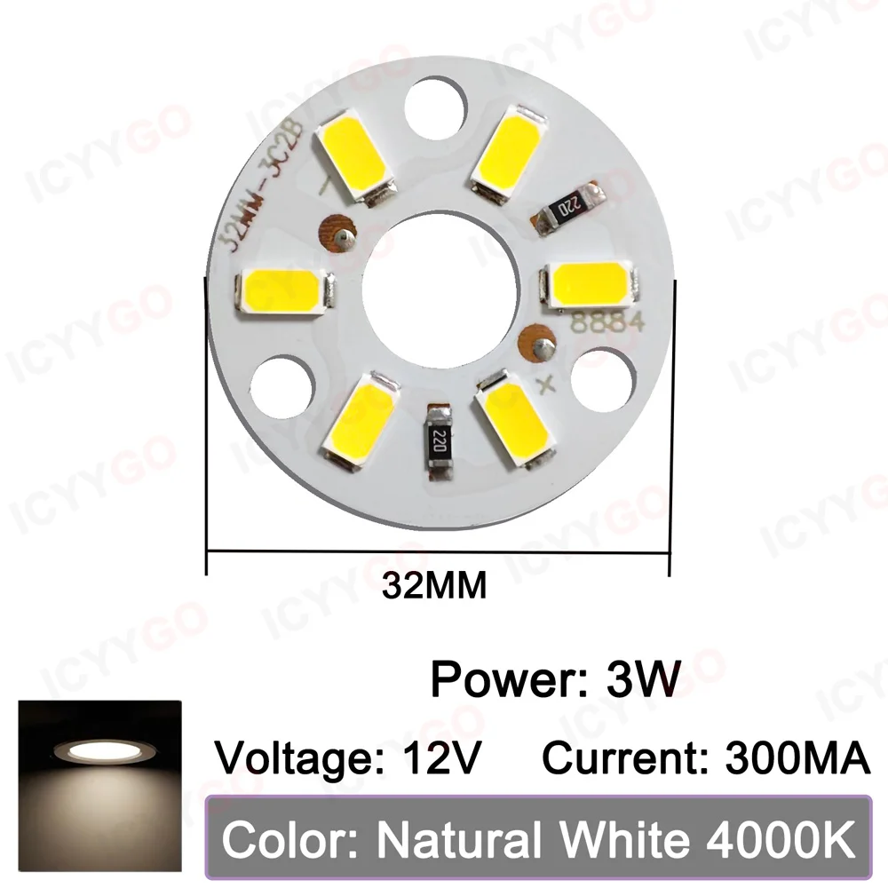 3W Low Voltage DC12V Light Panel 5730 LED Chip White Light Suitable For DIY Round Light Bulb Conversion Light Source Board 32MM