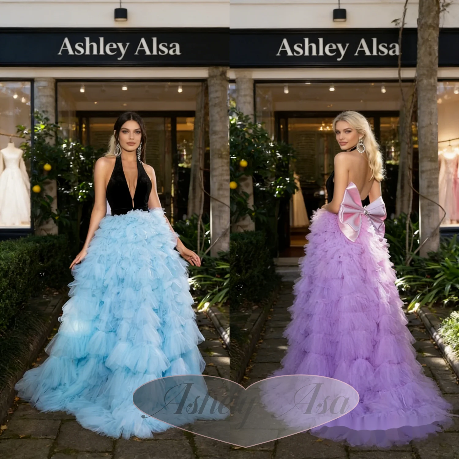 Maßgeschneiderte Elegante Damen-Abendkleider V-Ausschnitt A-Linie Mehrlagiger Rock Bodenlang Formelle Abendgarderobe Hochzeitsgast-Partykleid 2026