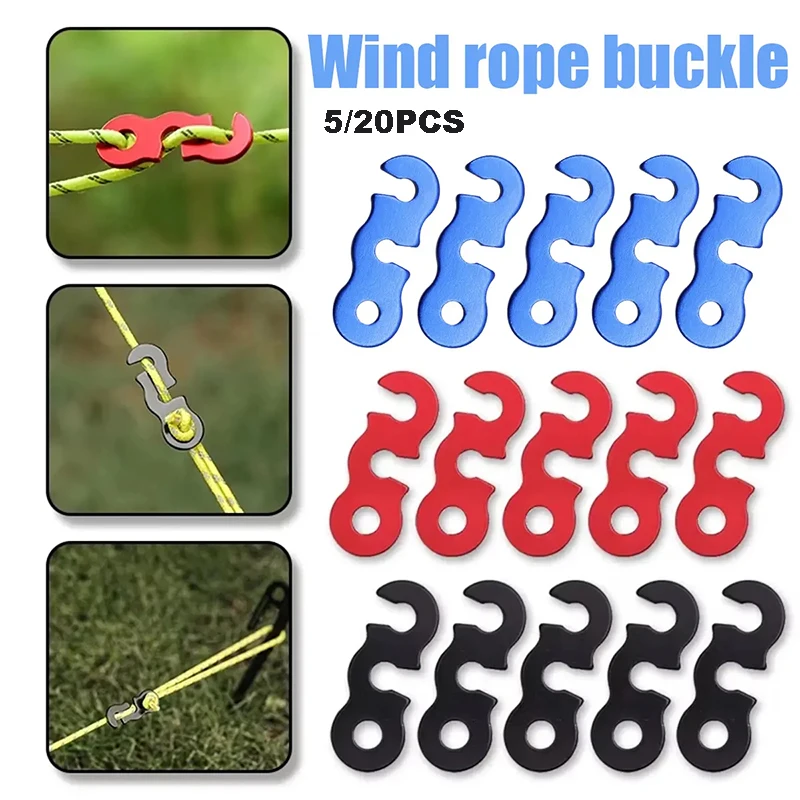 5/20Pcs Guyline Tensioner Aluminum Alloy Tent Cord Guy Rope Buckle S Type Adjusters Fastener Kit Outdoor Camping Tent Accessorie