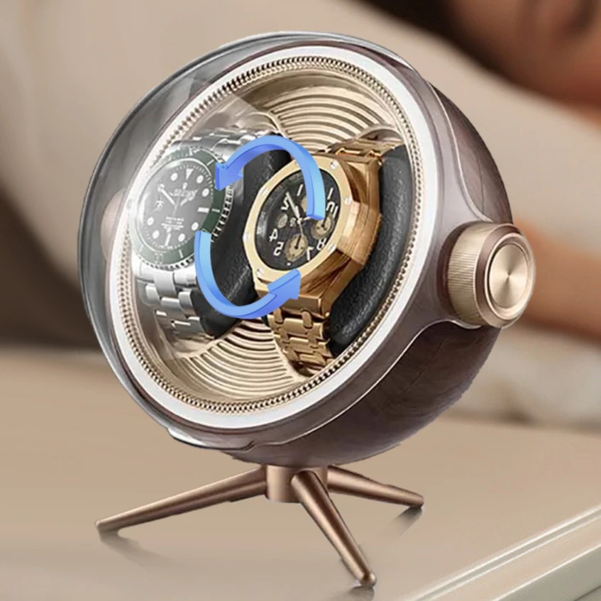 High End Silent Breathing Light Watch Winders Holder Open Lid Stop Run Anti Magnetic Extremely Watch Case Box Customized Logo