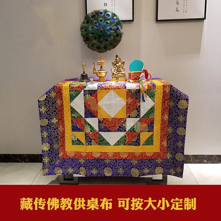 

wholesale Buddhist supply Buddhism family home Temple Auspicious Splicing Embroidery Buddha Altar Table cover cloth Deco