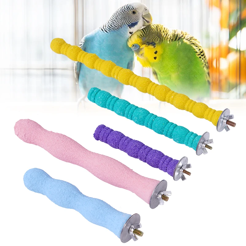 Pet Paw Grinding Wooden Stick Sprayed with Colored Sands Bird Parakeet Parrot Toy Grinder Grinding Rod Gripper Bird Supplies