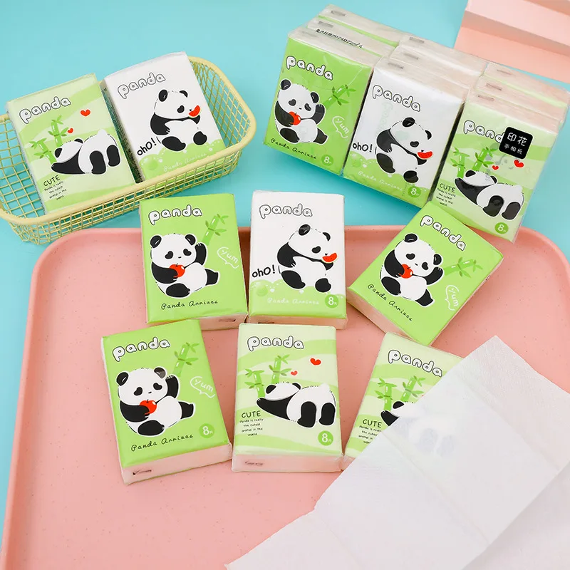 9 Pieces/pack Cute Animal Panda/Kapibala Household Disposable Facial Tissues 3‑Ply Thick Soft Virgin Wood Pulp Paper Tissues