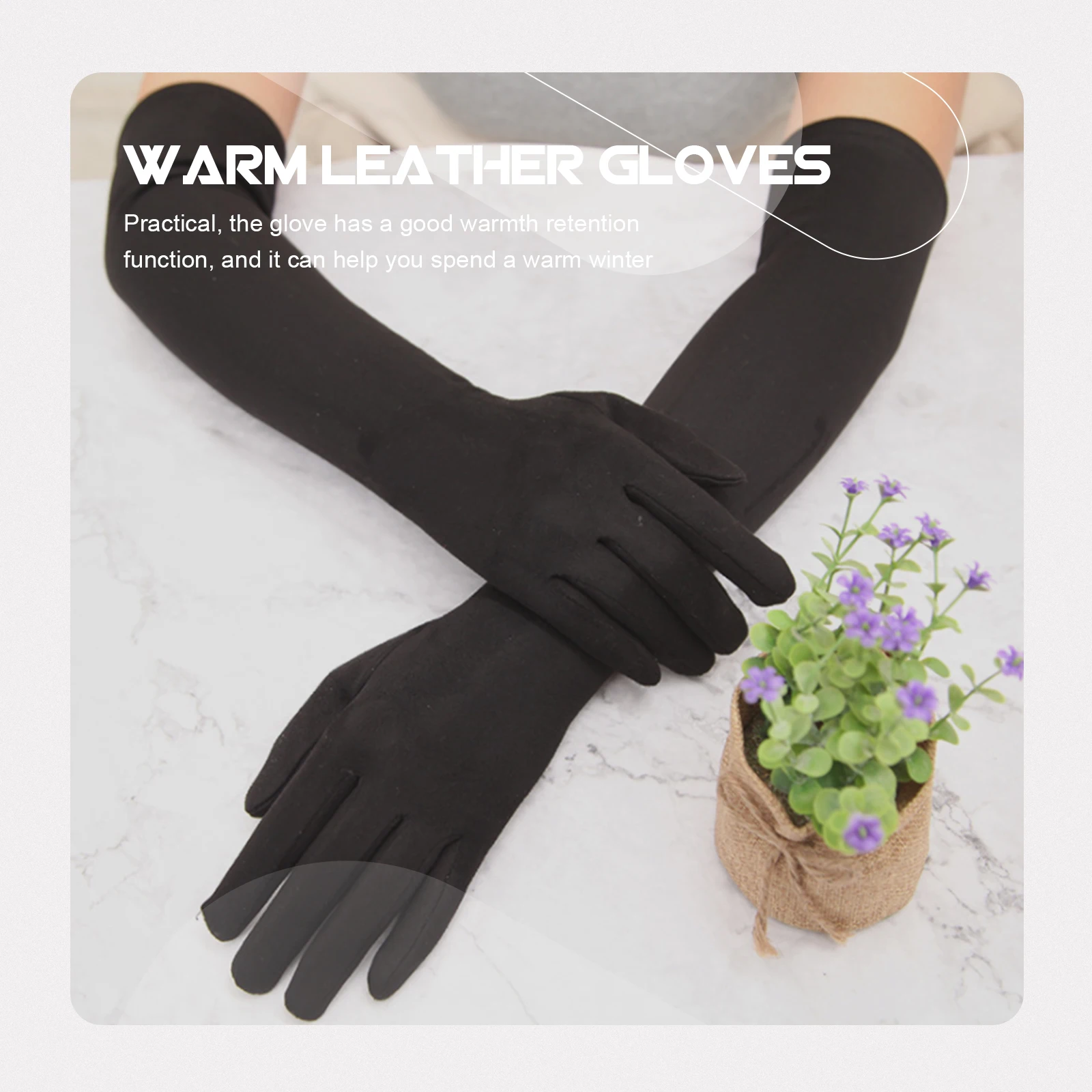 

4pcs Black Hand Warmer Cover Gloves Cold Weather Women Work Full-finger Fluff Warm Keeping Creative Moisture Absorption