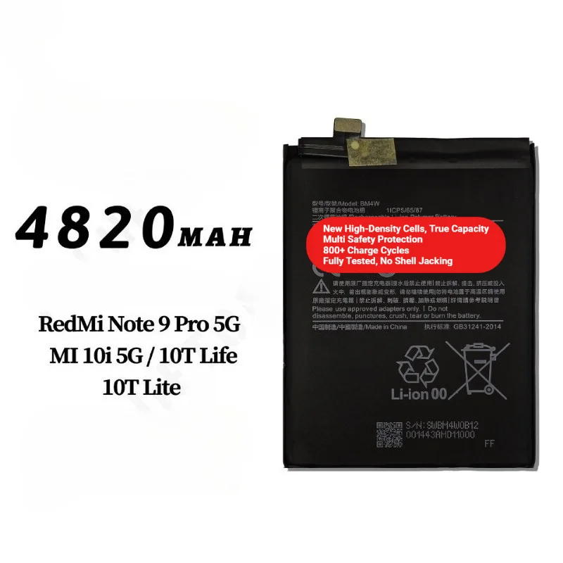 BM4W for Xiaomi Redmi Note 9 Pro 5G/MI 10i 5G/10T Life Phone Battery 0Cycle High Capacity Battery Replacement Bateria with Tools