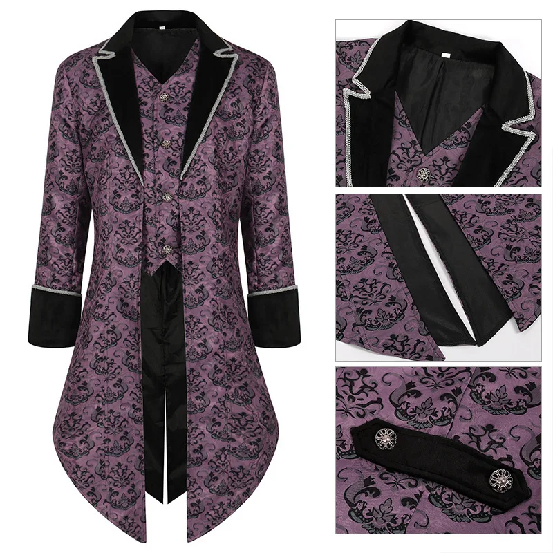 

Мужской средневековый ретро костюм Wi фрак длинный панк Sle Хэллоуин Новое поступление модная сценическая одежда Hanfu