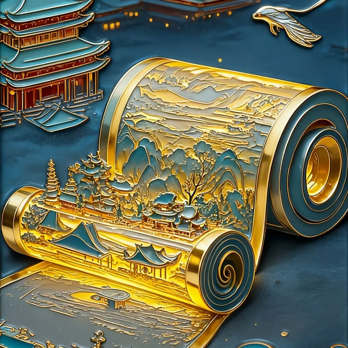 Qingming Shanghe Tu Art Ornament National Trend Ancient Style Magnetic Sticker Fridge Decor Souvenir Ornament