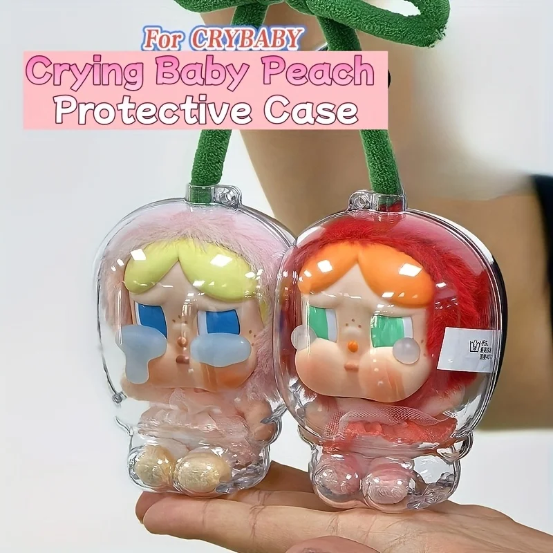Transparent Plastic Protective Case for 2D Flat Crying Cherry Design Dustproof Storage Box for Collectible Figurine(without doll