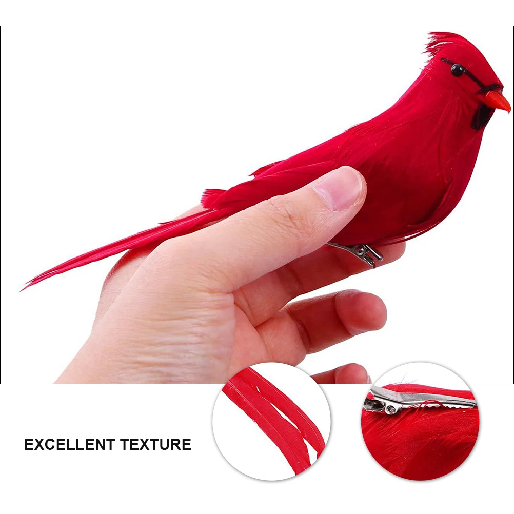

12pcs Simulation Decorative Birds with Clip for Tree Ornaments Red Cardinal Craft Christmas Bird Decorations Brightly Colored