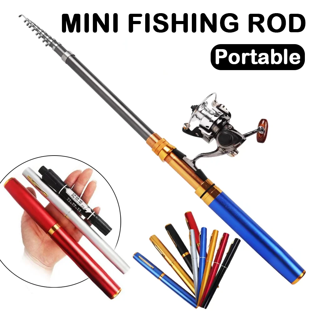 

Mini Telescopic Ice Fishing Rod Pen Shape Folded Fishing Rods 1-1.6M Pocket Ocean Fishing Lure Pole Without Reel Wheel