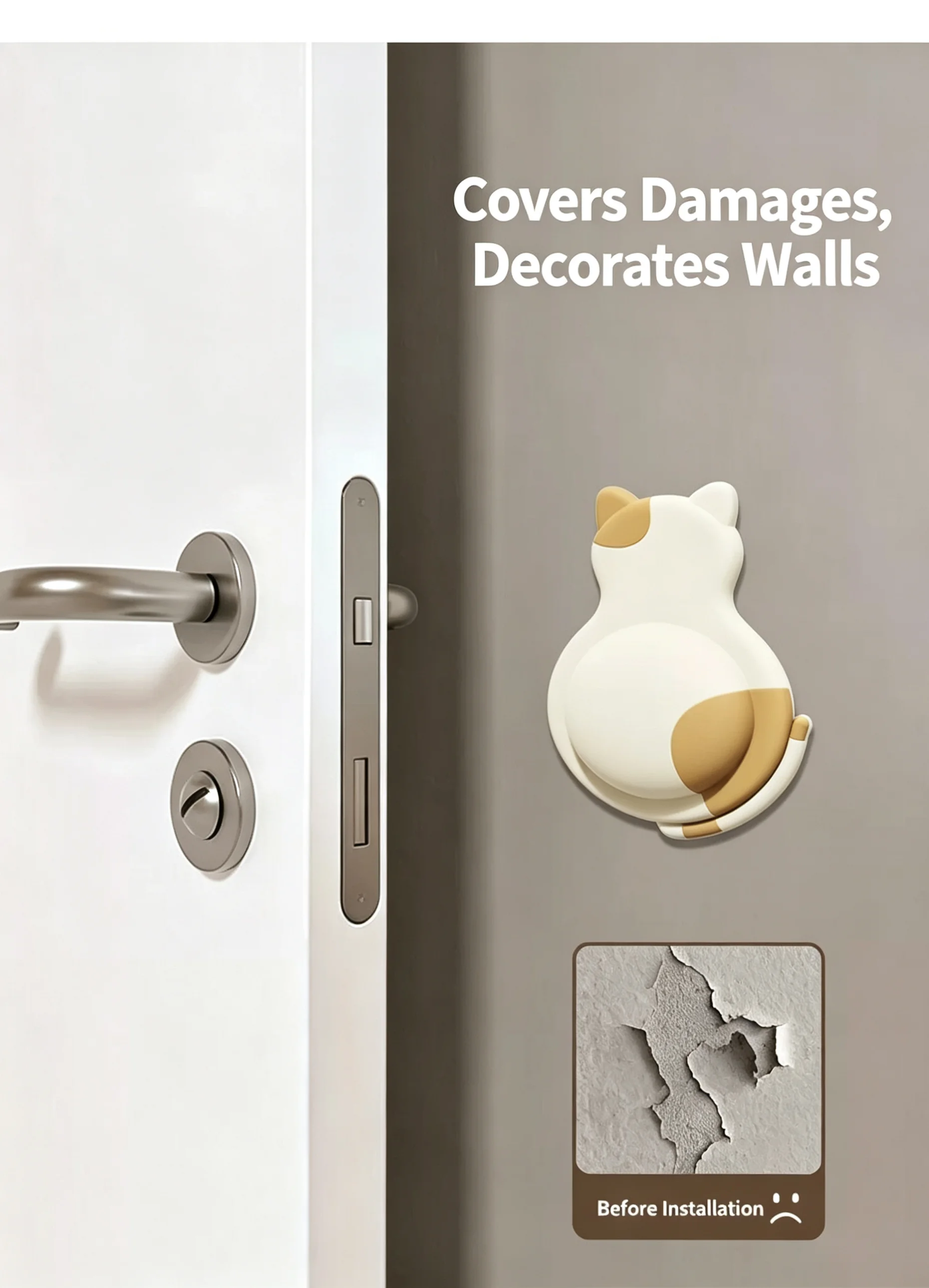 Your Walls Will Thank You! Cute Animal Door Stopper Wall Protector, 4 Pack Soft Rubber Pads - Cushion Impacts & Reduce Noise