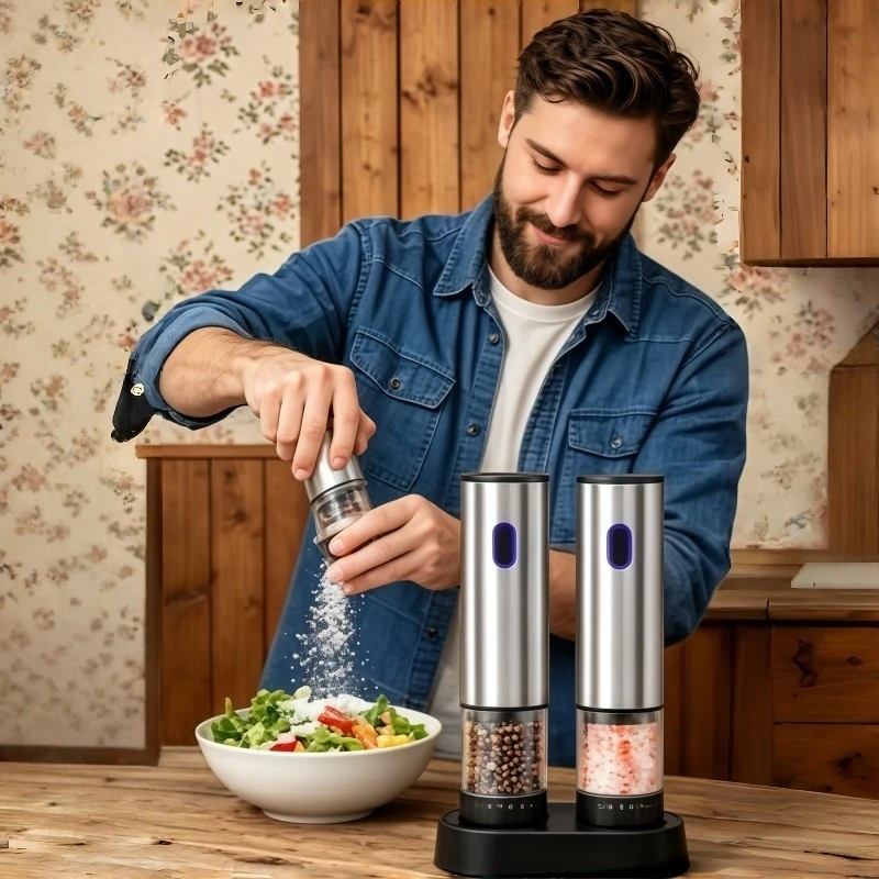 

Automatic Rechargeable Electric Salt and Pepper Grinder, External Adjustable Coarseness Kitchen Mill Shaker