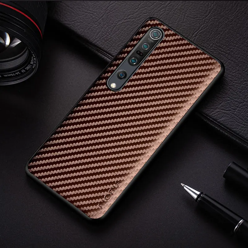 Carbon Fibre Shockproof Slim Case for Xiaomi Mi Note 10 10T Pro Lite Non-Slip Full Body Protective Phone Case