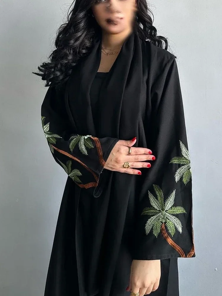 Eid Nida Muslim Abaya for Women Embroidery Abayas Saudi Arabic Dress Black Caftan Maxi Vestidos Morocco Kaftan Long Robe 2023