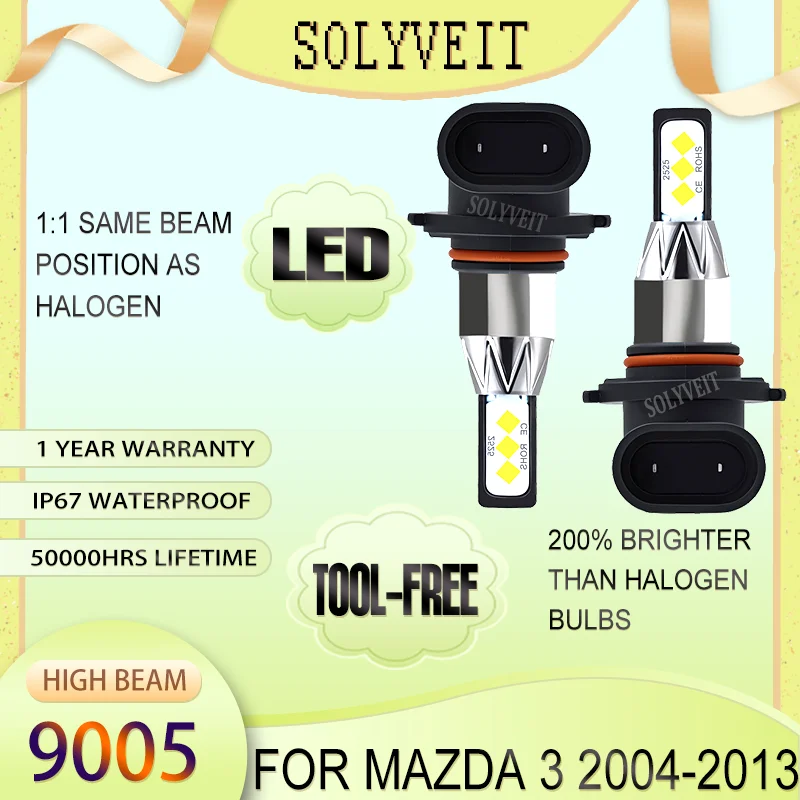 

Shockproof & Dustproof Enhanced Nighttime Visibility LED High Beam For Mazda 3 2004 2005 2006 2007 2008 2009 2010 2011 2012 2013