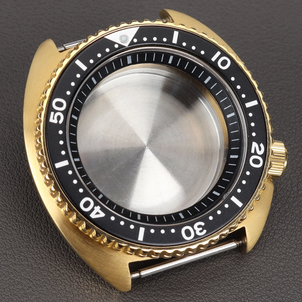 45mm Luxus-Uhrengehäuse aus 316L Stahl, Tauchergehäuse mit Saphirglas für NH34 NH35 NH36 NH38 4R35 7S26 Uhrwerke, Mod 6105 Turtle Abalone Gehäuse – Detail 3