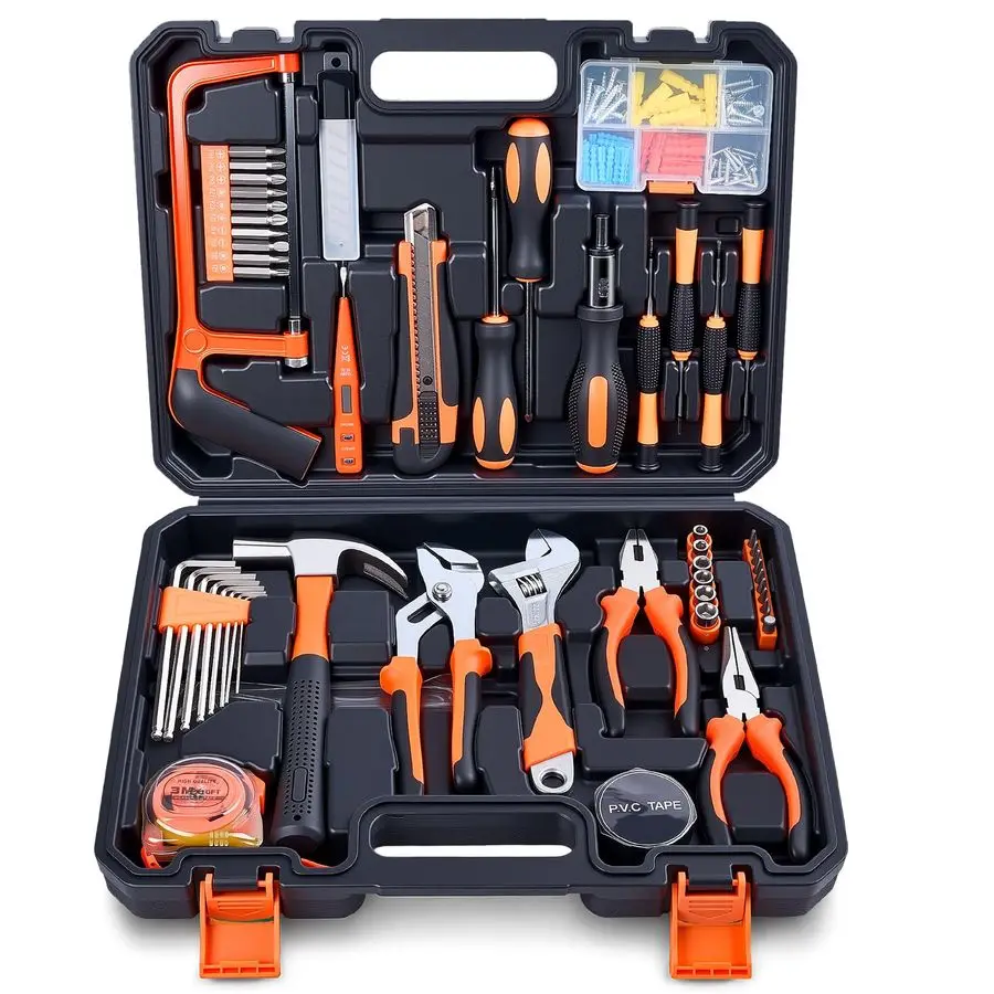 

Набор инструментов для ремонта с ящиком для инструментов, общий набор бытовых инструментов с отвертками-молотками, полный набор ручных инструментов «сделай сам» для квартир