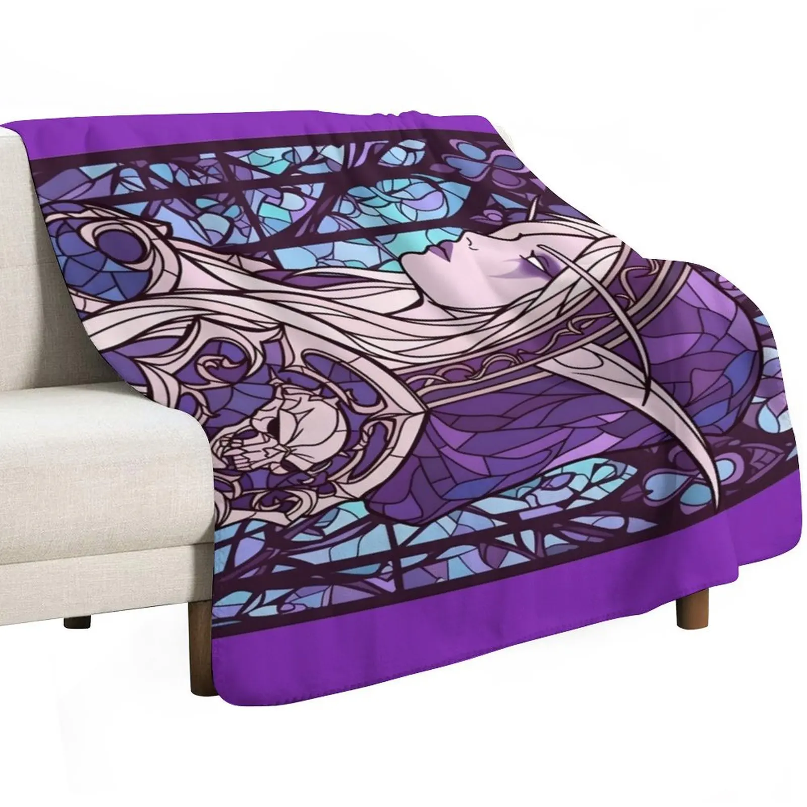 Stained Glass Sylvanas Throw Blanket Cute Plaid cosplay anime Decorative Throw anime Flannels Blankets For Sofas Blankets